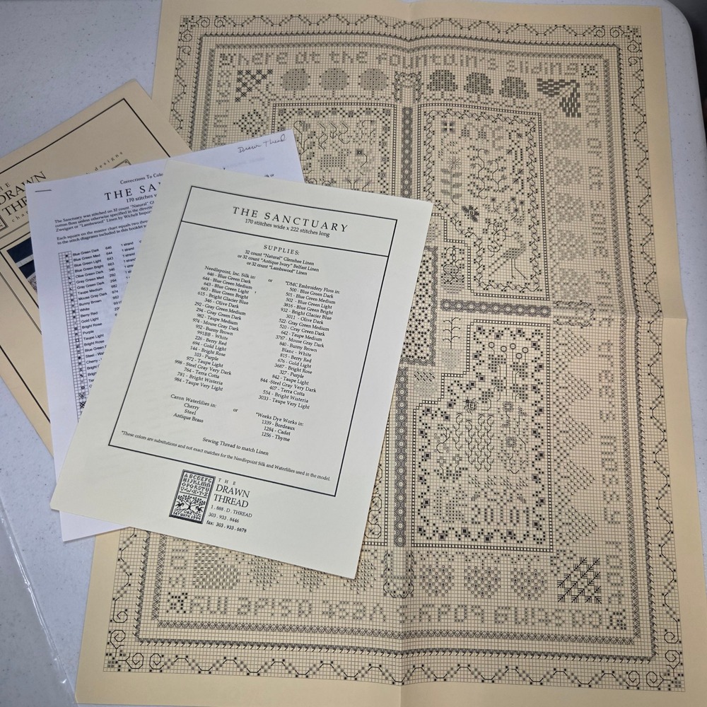 The Drawn Thread The Sanctuary Cross Stitch Chart‎ Pattern Vintage 1994